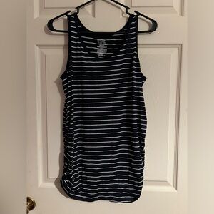 Time and Tru Maternity tank top, size large, navy with white stripes